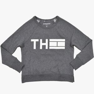 Tommy Hilfiger sport Gray Sweatshirt Pullover Crew Neck Long Sleeve Logo Sz sm